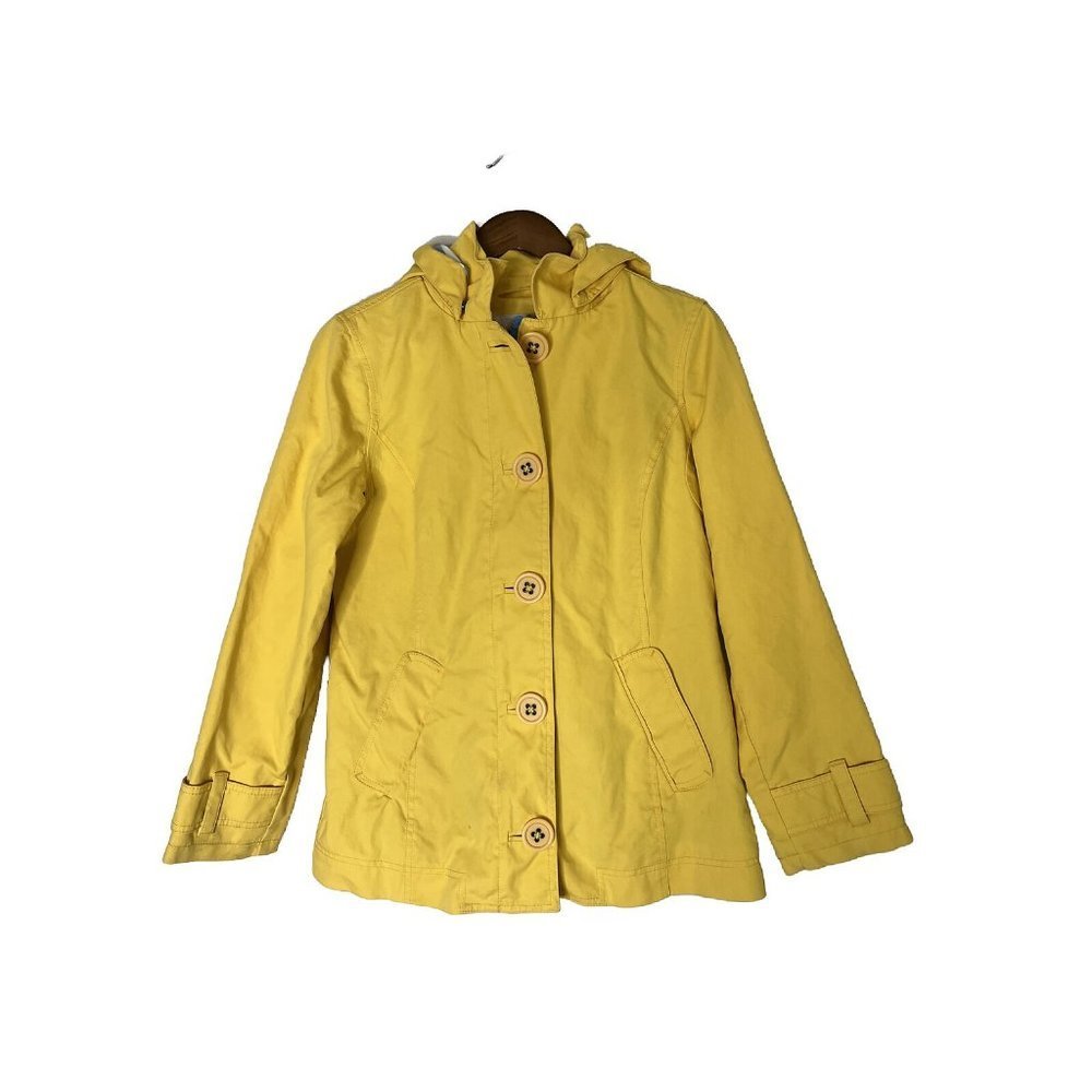 Boden Womens size 6 Yellow Button & Zip Front Jacket Coat Removable Hood